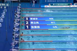 5金18岁张展硕夺男子1500米自由泳金牌，横扫5枚自由泳金牌