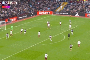 阿森纳1-2遭维拉读秒绝杀！布恩迪亚第94分钟门前混战破门