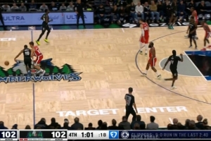 决战到最后！哈登助攻祖巴茨篮下打成2+1 快船9-0追平森林狼