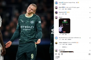 54场55球，哈兰德社媒晒微笑摊手照片：欧冠那些事情🎬⭐️