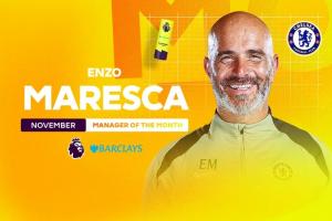 3胜1平！官方：马雷斯卡击败瓜帅、塔帅，当选英超11月最佳主帅