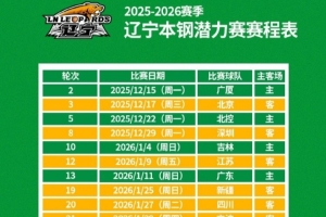 辽宁男篮19场潜力赛赛程表出炉：明天主场对阵广厦