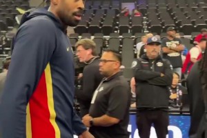 寸头造型！小乔丹与空接之城老搭档保罗拥抱致意开心聊天~